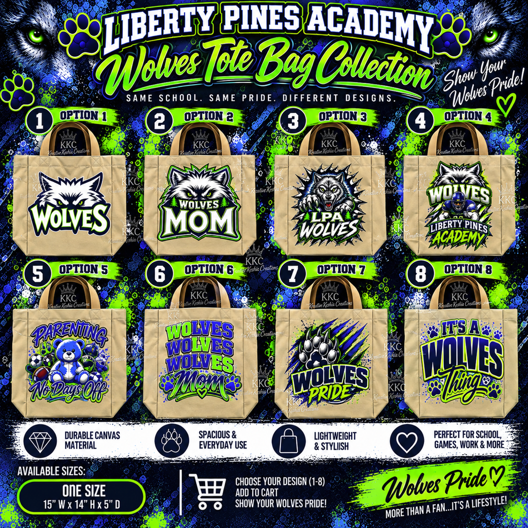 Liberty Pines Academy Wolves Tote Bag Collection