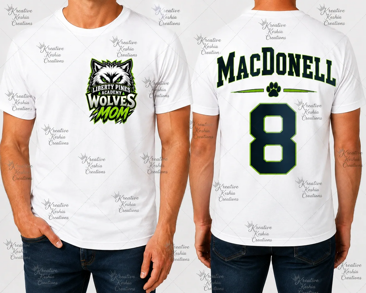 Small Logo Liberty Pines Academy Wolves Mom Shirt