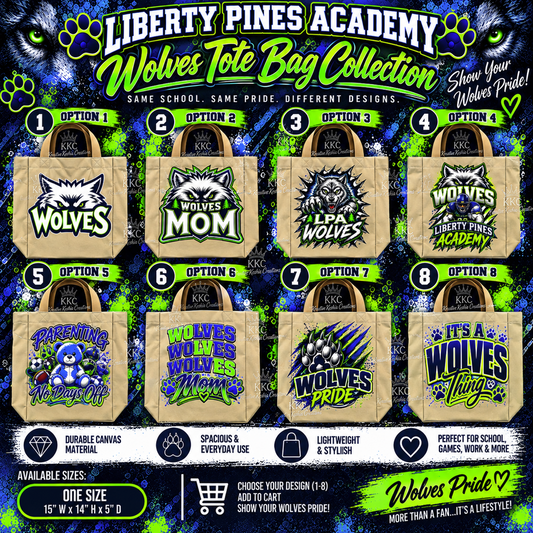 Liberty Pines Academy Wolves Tote Bag Collection