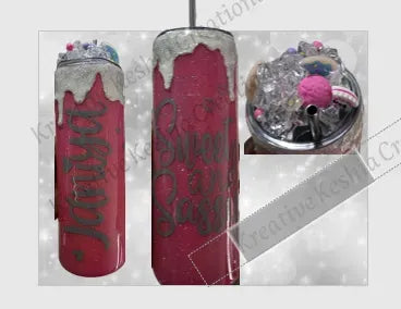 Pink and silver glitter tumbler