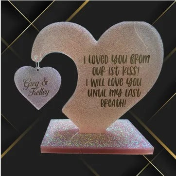 Custom Heart Resin Keepsake – “I Loved You From Our 1st Kiss