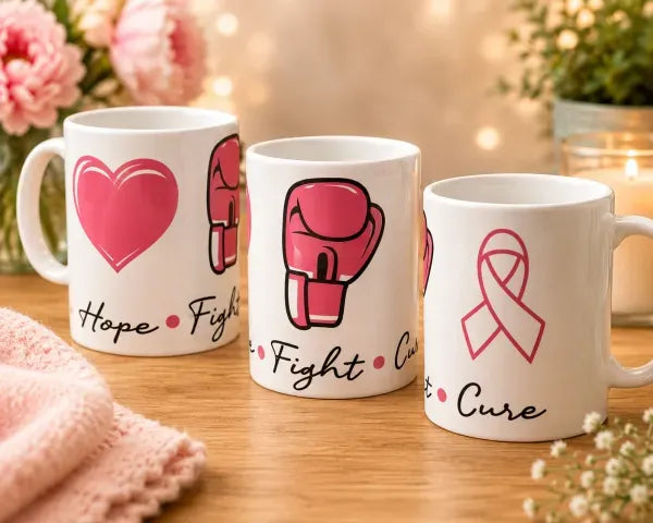 Hope-Fight-Cure Breast Cancer Awareness Mug