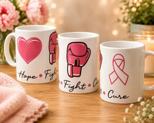 Hope-Fight-Cure Breast Cancer Awareness Mug