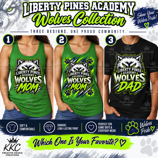 Liberty Pines Academy Wolves Collection – Mom & Dad Shirts